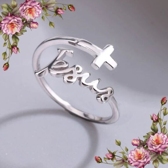 Jesus cross Design Cuff Ring - Picture 1 of 11